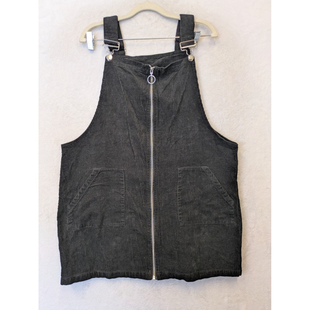 Justify Black Corduroy Zip Front Pinafore Overall Dress Juniors XL